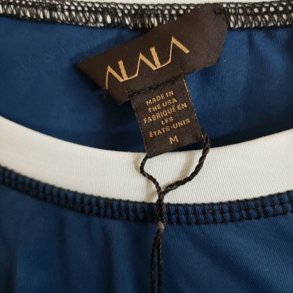 Alala Womens Long Sleeve‎ top Sz Medium Black Blue Nylon Blend - Picture 5 of 6